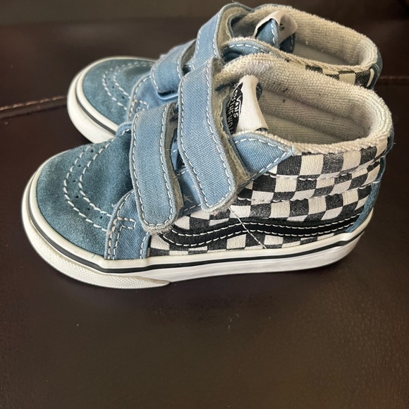 Vans Kids Blue and Black Checkered Sneakers Size 6 Toddler - Picture 2 of 4